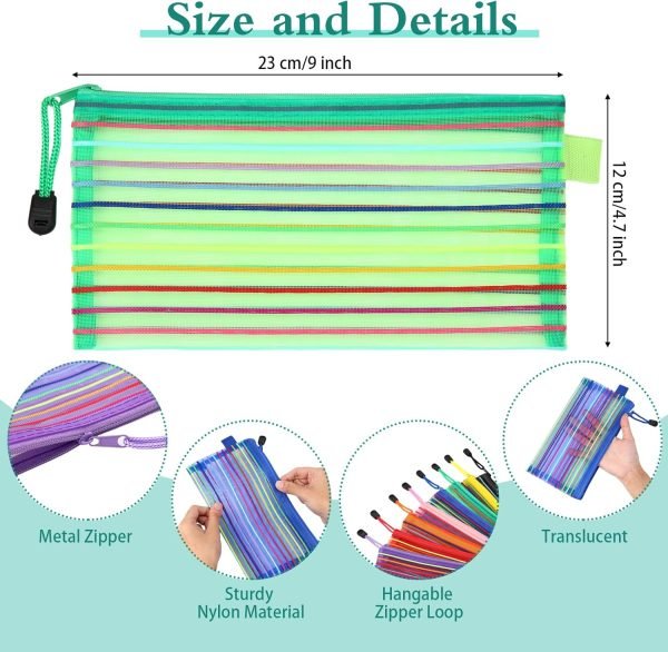 wholesale glenmal 16 pack zipper mesh pouch pencil pouches cases multipurpose storage bag travel bags for office classroom supplies toiletries cosmetic puzzles storage free samples