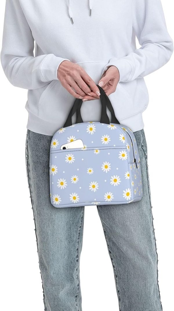 wholesale insulated lunch bag for women, cooler tote reusable lunch box container for work office travel picnic floral daisy purple flower  with your logo & design