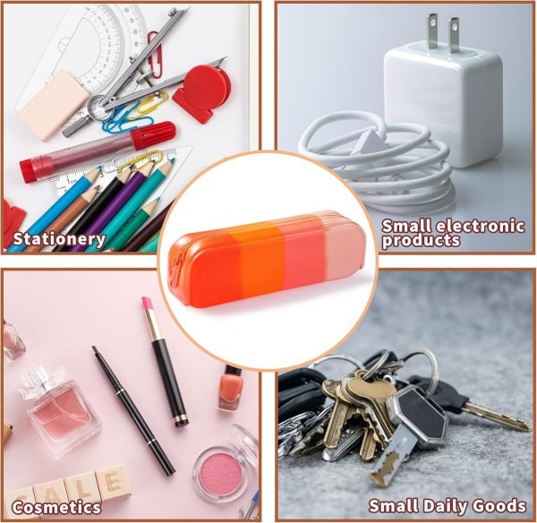 wholesale silicone pencil case, pencil pouch, stylish color cute aesthetic pencil case, pencil case small, versatile pencil bag for adult women men (stylish four color splicing) free samples