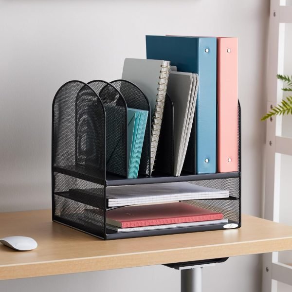 wholesale safco, onyx desk organizer with 6 vertical & 2 horizontal trays , file organizer for home, office, classroom & more, steel mesh construction free samples