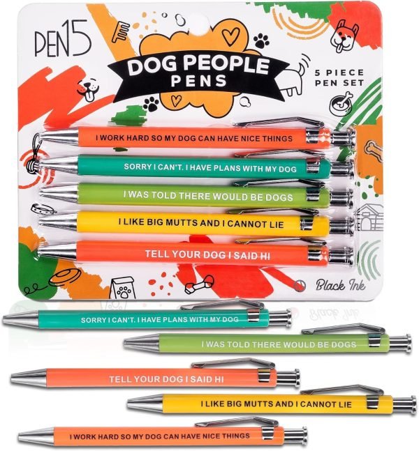 wholesale funny dog people pens, a snarky gag gift set for dog parents, dog moms, vet techs, pet owners or coworkers, black ballpoint pens free samples