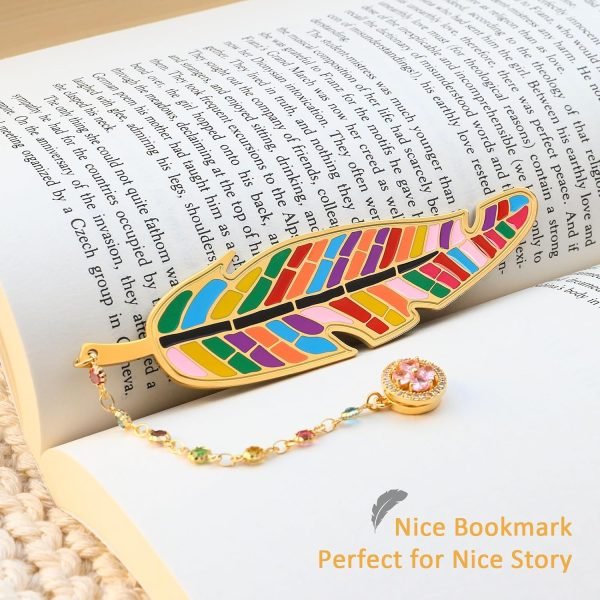 wholesale metal feather bookmark cute multicolor book accessories gifts for women teacher readers book lovers for christmas birthday mother's day valentine's day (gold) free samples