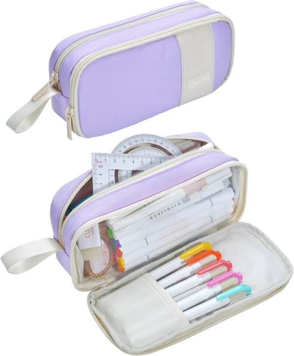 wholesale yokuma pencil case for adults aesthetic pen bag for teen college zipper pouch office supplies stationery organizer small tool bag (purple tw) free samples