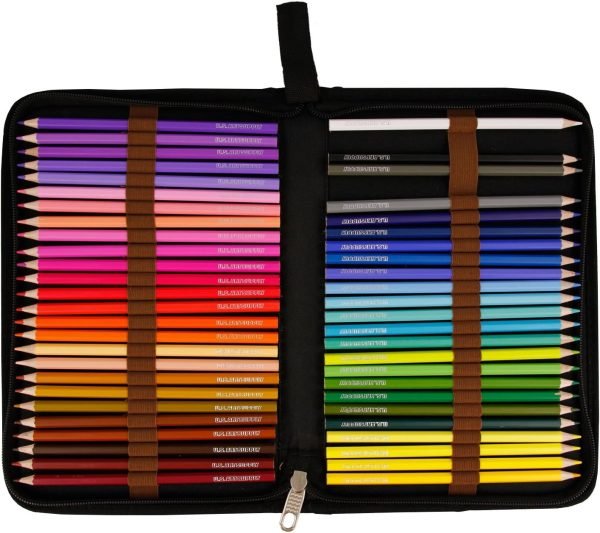 wholesale us art supply 48 slot zippered nylon pencil carry case - size: 11.4" x 7.6" x1.4" free samples