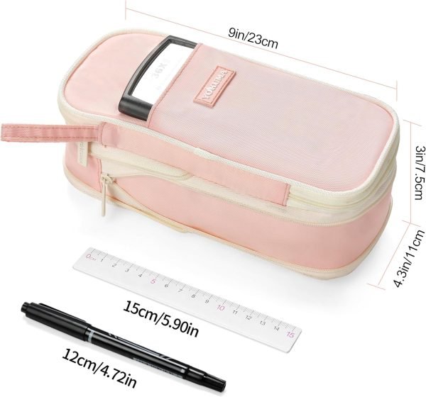 wholesale yokuma pencil case cute pencil pouch for girls big capacity pen bag box, kawaii aesthetic college school supplies for student teen adults preppy, pink free samples