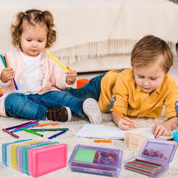 wholesale 1 pcs pencil box,double layer large capacity pencil box,hard pencil case with snap-tight lid, plastic pencil box for office school supplies pen boxes,storage organizer for gel pens erasers pens-purple free samples