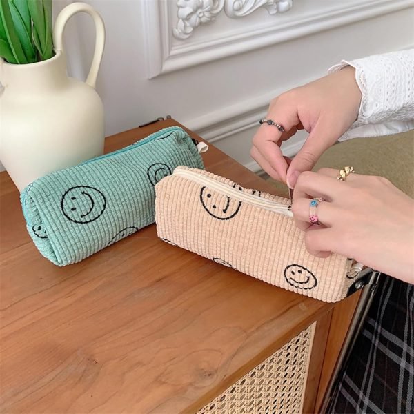 wholesale smile pencil pen case office college school large storage high capacity bag pouch holder box organizer makeup pouch bag cosmetic bag free samples