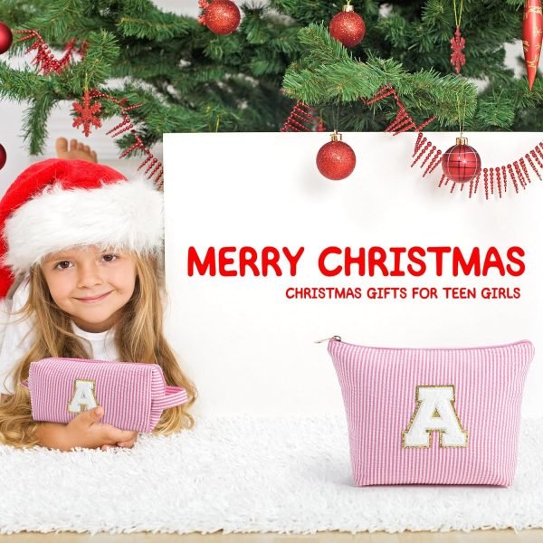 wholesale yoolife christmas gifts for girls | personalized initial makeup bag pink cosmetic bag travel toiletry bag girlfriend teacher gifts 11 12 13 14 15 16 years old girl gifts teen girl gifts trendy stuff a free samples