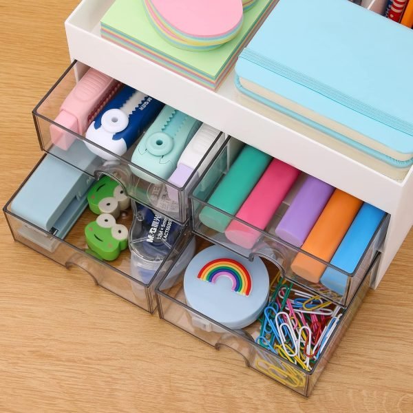 wholesale leture desk organizer office desktop organizer with drawer, desk top accessories stationary organizer desk caddy, pen/pencil/business card/sticky note tray/paperclip holder storage box (white) free samples