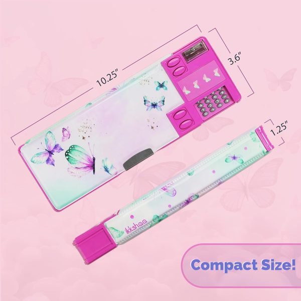 wholesale pop up butterfly pencil case for girls with calculator sharpener cute school supplies multifunction stationery organizer birthday gift in box free samples