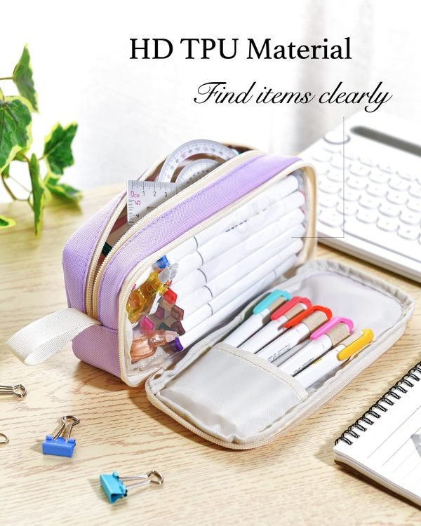 wholesale yokuma pencil case for adults aesthetic pen bag for teen college zipper pouch office supplies stationery organizer small tool bag (purple tw) free samples