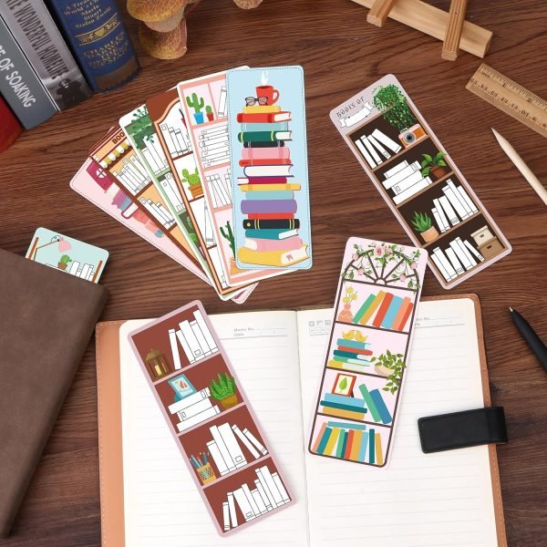 wholesale 100 pieces book tracker bookmarks bookshelf design bookmarks double-sided reading page markers bookmarks for book lovers cute bookmarks for reading bookmarks for women students school supplies free samples