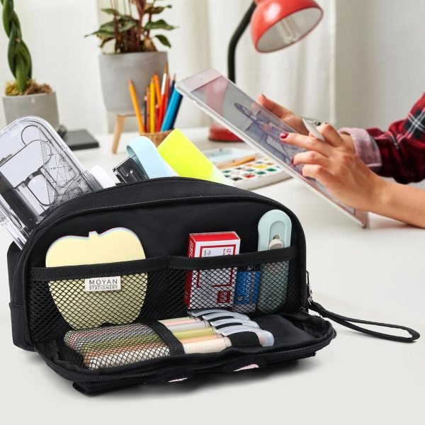 wholesale pencil case, large capacity pencil pouch aesthetic,3d cat pen bags,office stationery organizer,cute pencil box for teens girls boys student (black) free samples