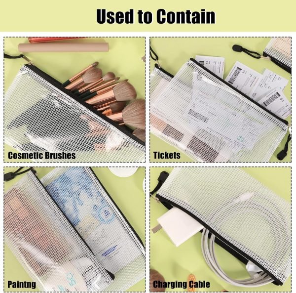 wholesale eoout 48pcs mesh zipper pouch, 9.5x4.5 inches waterproof zipper bags, clear small zipper pouches, organizing storage with zipper for bill, file and travel (black) free samples