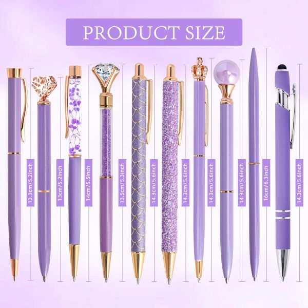 wholesale daikoye 10 pcs ballpoint pens set party favors for kids purple gifts purple pens for women girls office supplies school supplies black ink metal crystal diamond pens free samples