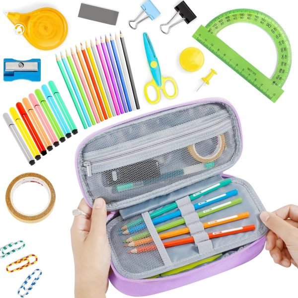 wholesale purple pencil case with handle, portable stationery case, pencil pouch, large pencil case for home, school &office free samples