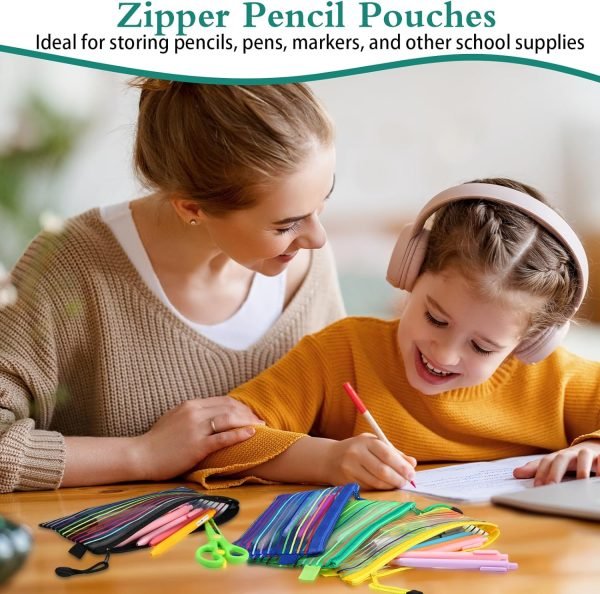 wholesale glenmal 16 pack zipper mesh pouch pencil pouches cases multipurpose storage bag travel bags for office classroom supplies toiletries cosmetic puzzles storage free samples