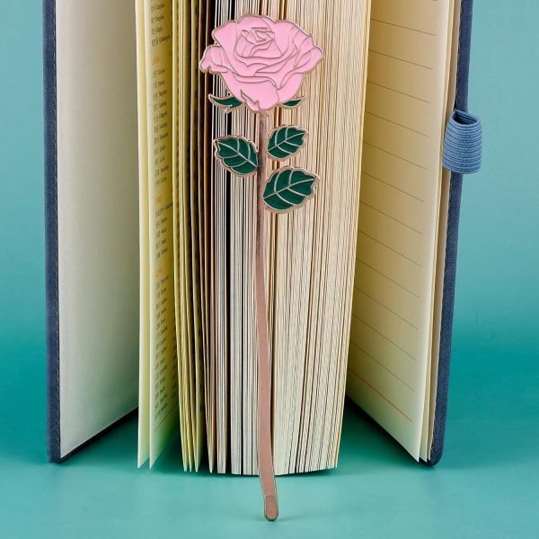 wholesale simarro metal rose bookmark, flower book page holder for reading lovers, cute bookmarks gift for teacher appreciation gifts valentine mother's day thanksgiving gift for women girls(pink) free samples