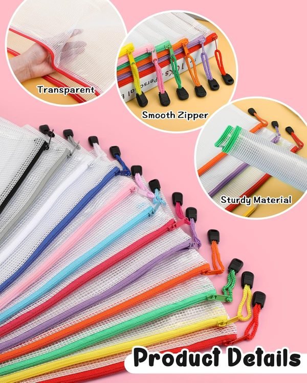 wholesale umriox zipper pencil pouches, 9.2 x 4.7 in (12 colors, 12 pack), pencil pouches bulk, clear pencil pouch for office supplies cosmetics travel accessories free samples