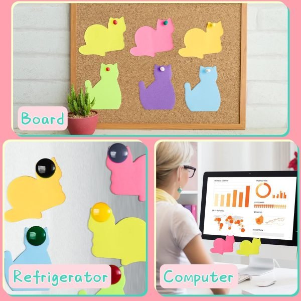 wholesale 42 pcs stationery set 6 color cute sticky notes 30 pcs paper clips and 6 pcs cute pen lover gifts lovely office desk accessories for work school office supplies(cute cat) free samples