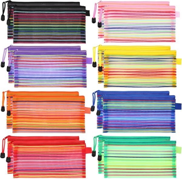 wholesale glenmal 16 pack zipper mesh pouch pencil pouches cases multipurpose storage bag travel bags for office classroom supplies toiletries cosmetic puzzles storage free samples