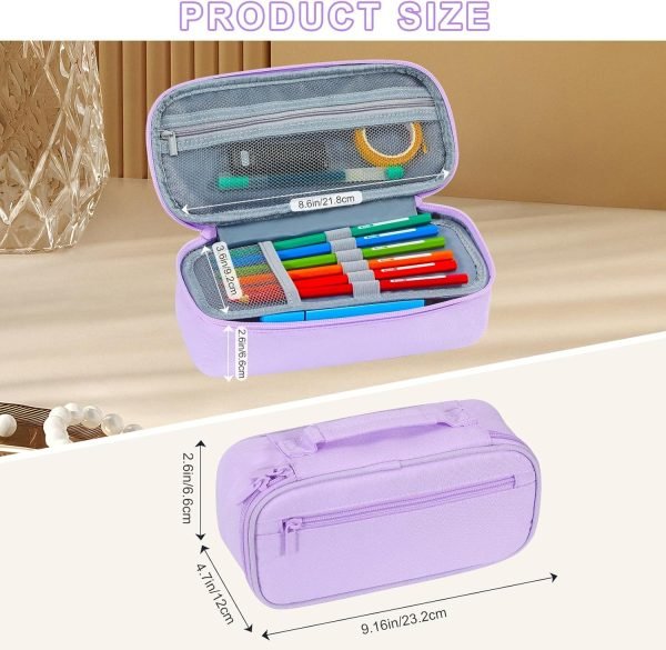 wholesale purple pencil case with handle, portable stationery case, pencil pouch, large pencil case for home, school &office free samples