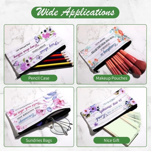 wholesale zonon 6 pieces inspirational bible verse pencil pouch for women bible study journaling supplies christian canvas makeup bags cute pencil case scripture gifts for christmas students office school free samples