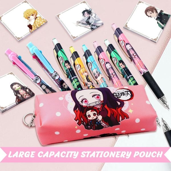 wholesale anime demon merch gifts，kawaii anime stuff cartoon stationery set school supplies for girls，including spiral notebook gel pen multicolor pen sticky note... free samples