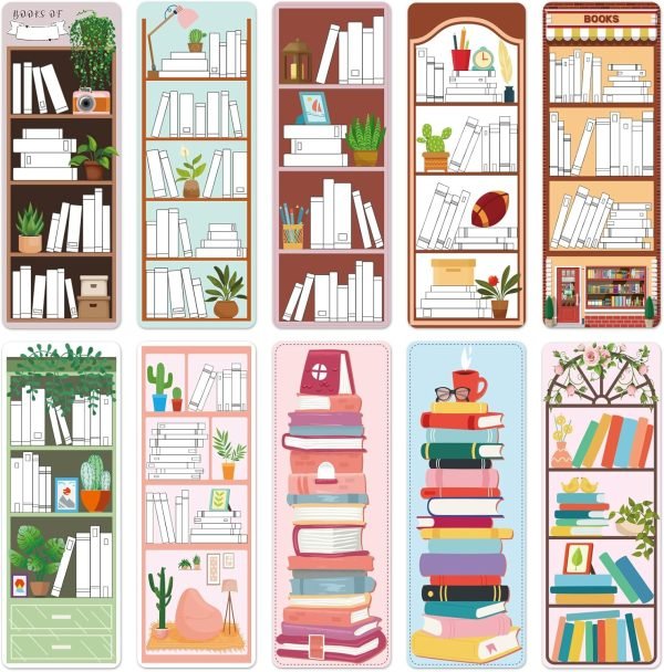 wholesale 100 pieces book tracker bookmarks bookshelf design bookmarks double-sided reading page markers bookmarks for book lovers cute bookmarks for reading bookmarks for women students school supplies free samples