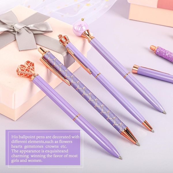 wholesale daikoye 10 pcs ballpoint pens set party favors for kids purple gifts purple pens for women girls office supplies school supplies black ink metal crystal diamond pens free samples