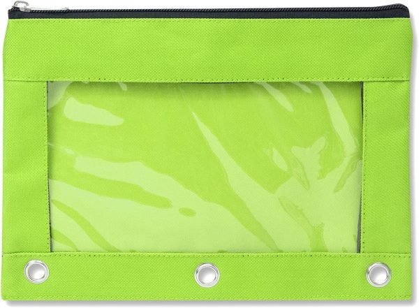 wholesale 24 pack clear pencil pouch for 3 ring binder bulk pencil pouch bags for binder with see through window and zipper | pencil pouch bundle for school, office, budgets (24 pencil cases in 8 colors) free samples