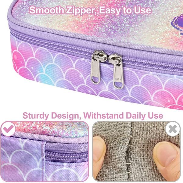 wholesale pencil case for girls - cute pencil case for kids special pencil pouch for girls sparkly kids pencil box pencil bag for school, pencil case only (glitter purple, mermaid) free samples