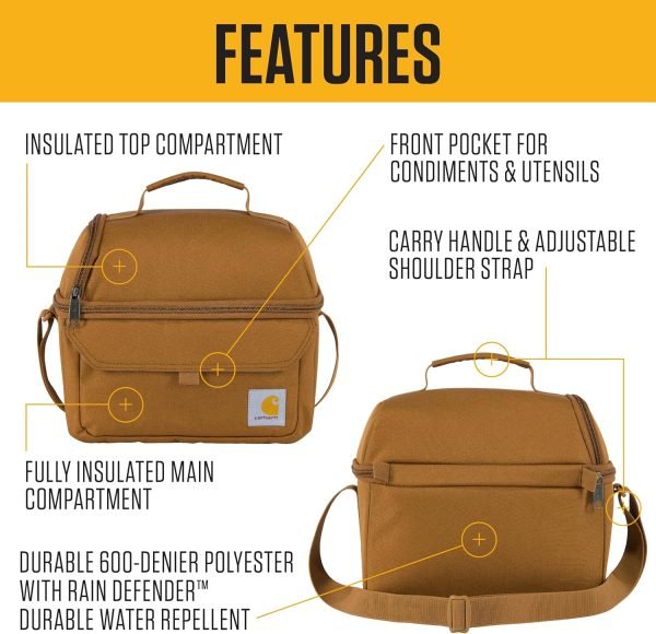 wholesale carhartt 12 can two compartment lunch box | durable, fully-insulated lunch bag for women & men, large lunchbox (carhartt brown)  with your logo & design