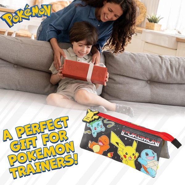 wholesale pokemon pencil case for boys and girls - pikachu school supplies - triple compartment pencil pouch - anime gifts free samples