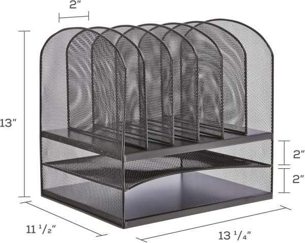 wholesale safco, onyx desk organizer with 6 vertical & 2 horizontal trays , file organizer for home, office, classroom & more, steel mesh construction free samples