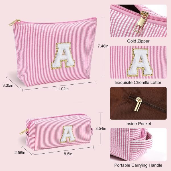 wholesale yoolife christmas gifts for girls | personalized initial makeup bag pink cosmetic bag travel toiletry bag girlfriend teacher gifts 11 12 13 14 15 16 years old girl gifts teen girl gifts trendy stuff a free samples