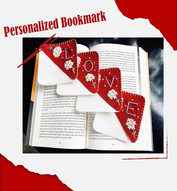 wholesale personalized hand embroidered corner bookmark, bookmarks for women, personalized bookmark for books, cute flower book mark, hand stitch gift for women for book lovers by hnqcpcvu (c, red) free samples