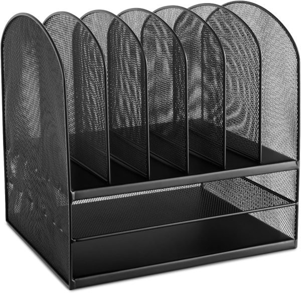 wholesale safco, onyx desk organizer with 6 vertical & 2 horizontal trays , file organizer for home, office, classroom & more, steel mesh construction free samples