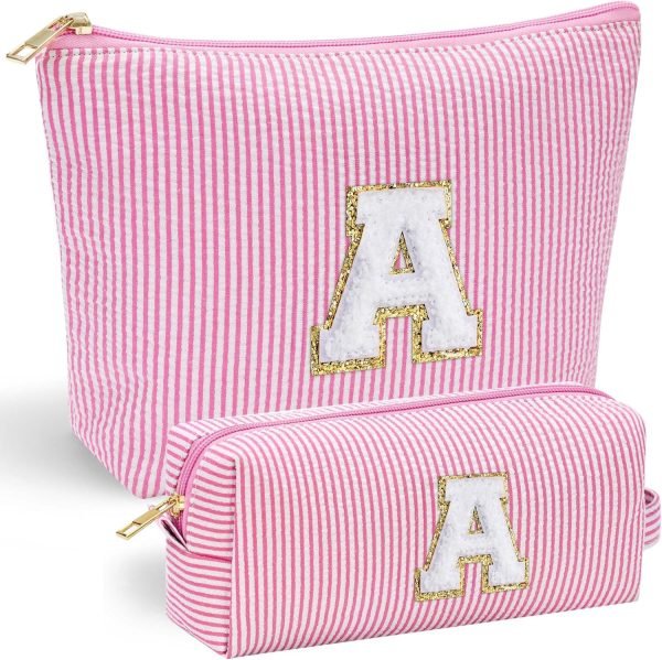 wholesale yoolife christmas gifts for girls | personalized initial makeup bag pink cosmetic bag travel toiletry bag girlfriend teacher gifts 11 12 13 14 15 16 years old girl gifts teen girl gifts trendy stuff a free samples