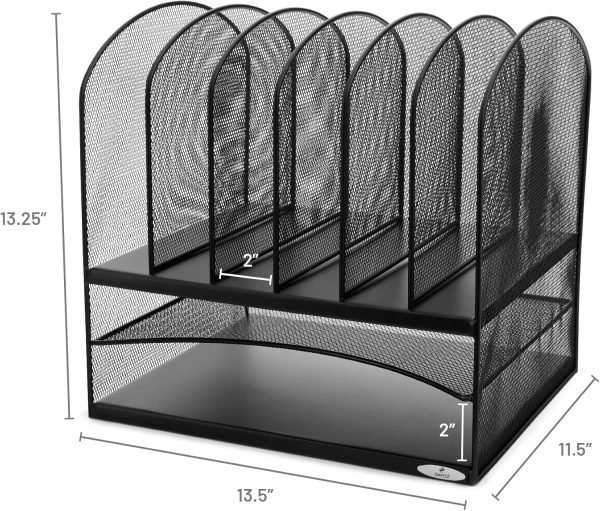 wholesale safco, onyx desk organizer with 6 vertical & 2 horizontal trays , file organizer for home, office, classroom & more, steel mesh construction free samples