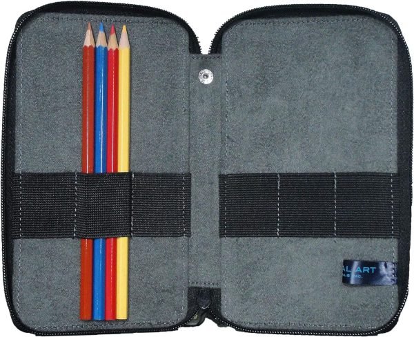 wholesale speedball art products canvas storage case for pencils, markers, pens and art supplies, holds up to 24 standard pencils, steel blue free samples