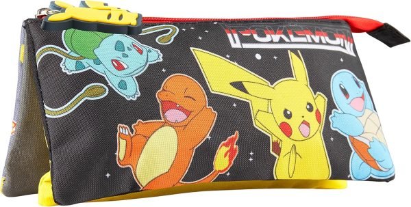 wholesale pokemon pencil case for boys and girls - pikachu school supplies - triple compartment pencil pouch - anime gifts free samples